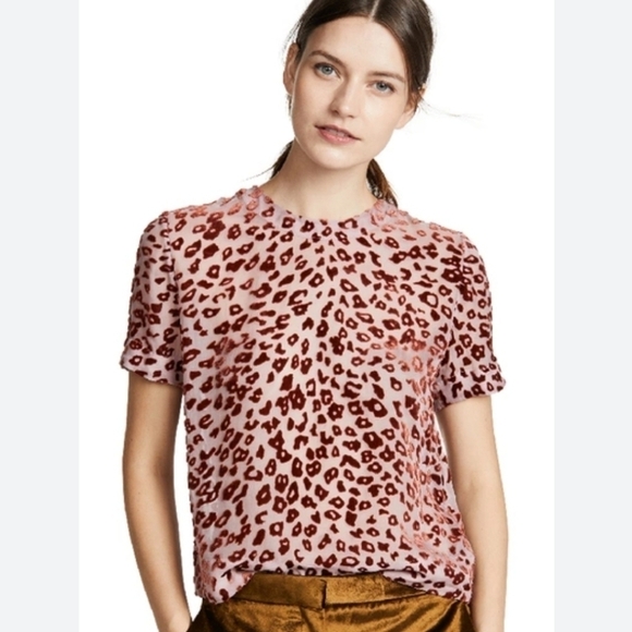 Rag and Bone Gia Leopard Print Velvet top size XS - Picture 2 of 12